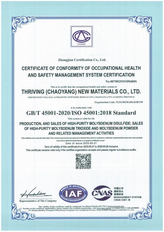 ISO45001 Occupational Health and Safety Management System Certification